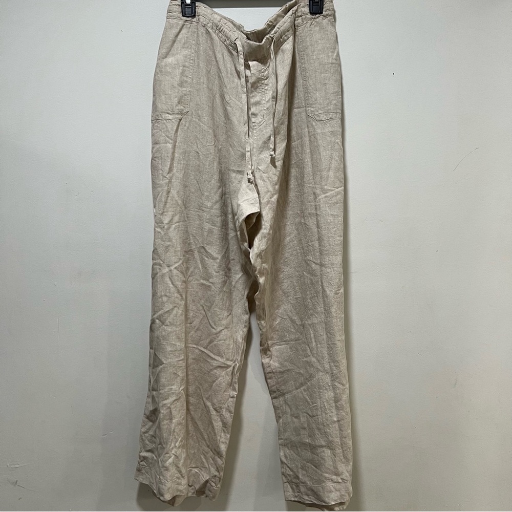 Allen Allen 100% Linen Flax Wide Leg Pants Size 3X